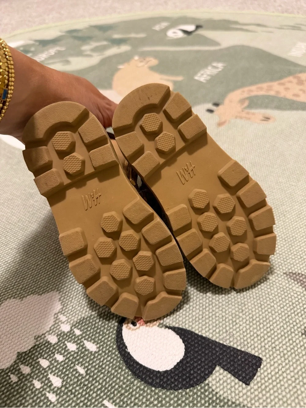 H&M Kids Tan Lace-Up Faux-Fur Lined Boots